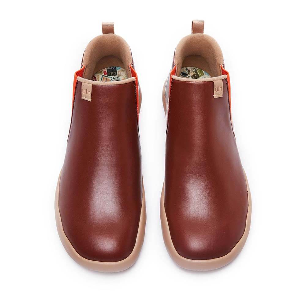 UIN Footwear Kid Granada Burgundy Split Leather Boots Kid Canvas loafers