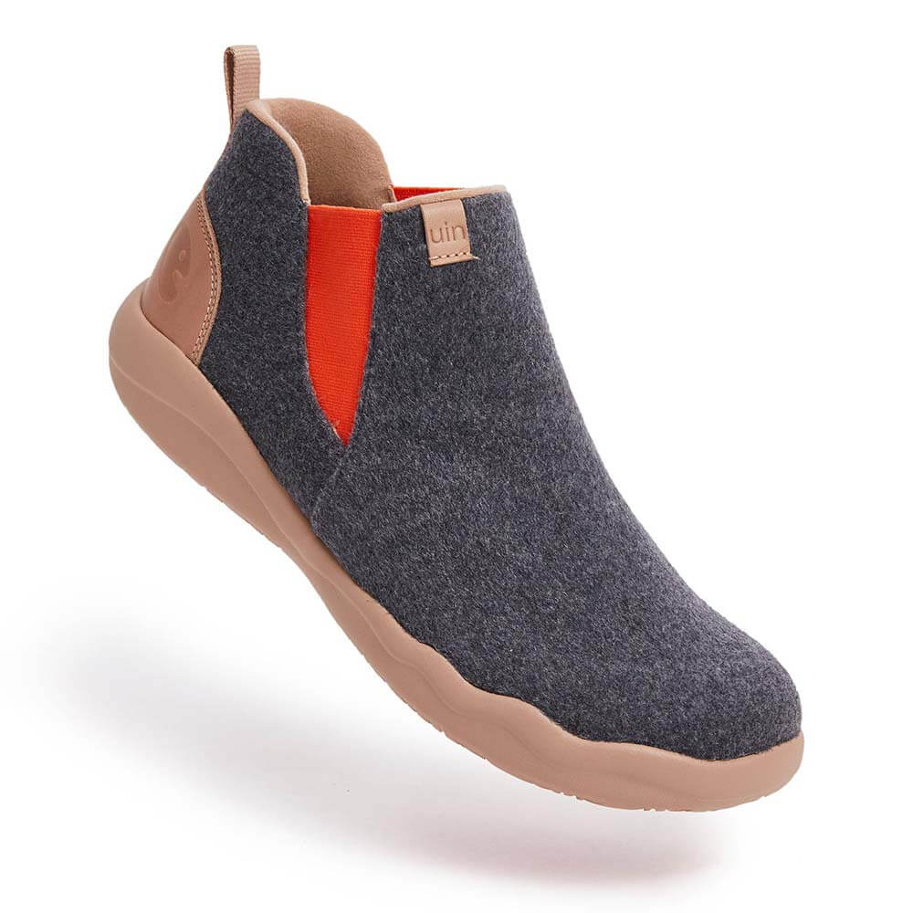 UIN Footwear Kid Granada Deep Grey Wool Boots Kid Canvas loafers