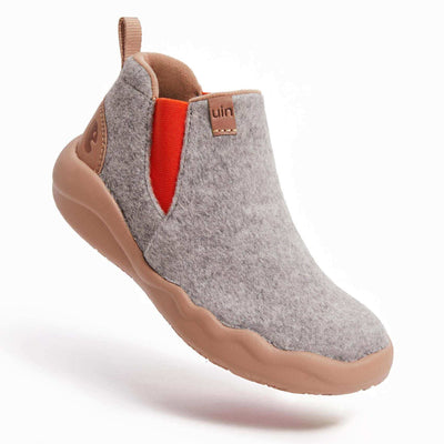 UIN Footwear Kid Granada Light Grey Wool Boots Kid Canvas loafers