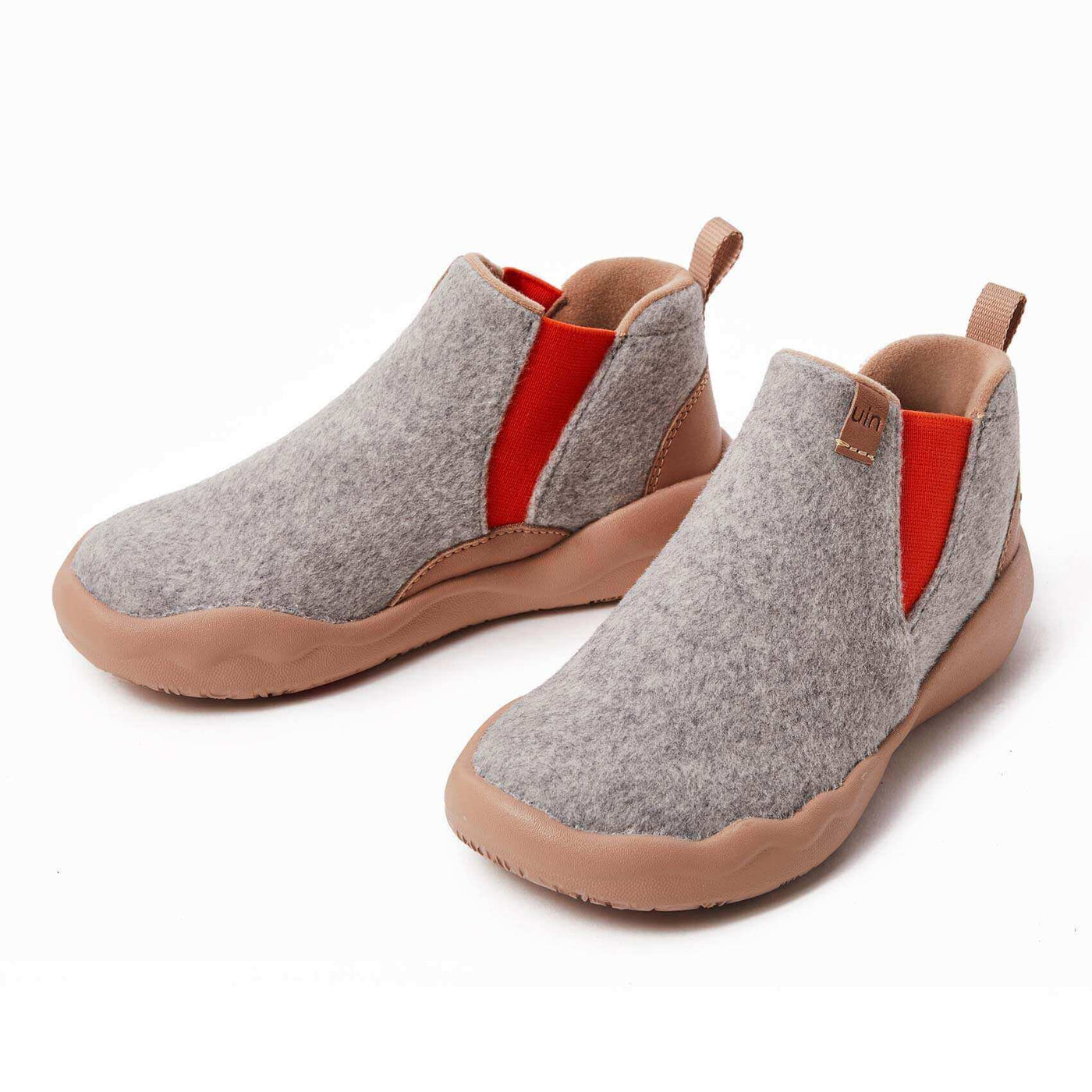 UIN Footwear Kid Granada Light Grey Wool Boots Kid Canvas loafers