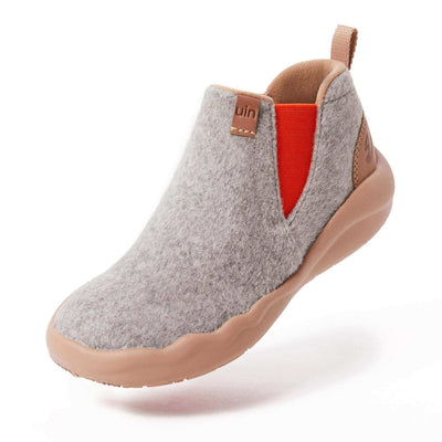 UIN Footwear Kid Granada Light Grey Wool Boots Kid Canvas loafers