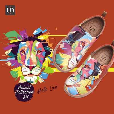 UIN Footwear Kid -Hello, Lion- Animal Design Painted Kids Casual Shoes Canvas loafers