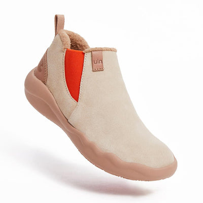 UIN Footwear Kid (Pre-sale) Granada Beige Cow Suede Boots Kid Canvas loafers
