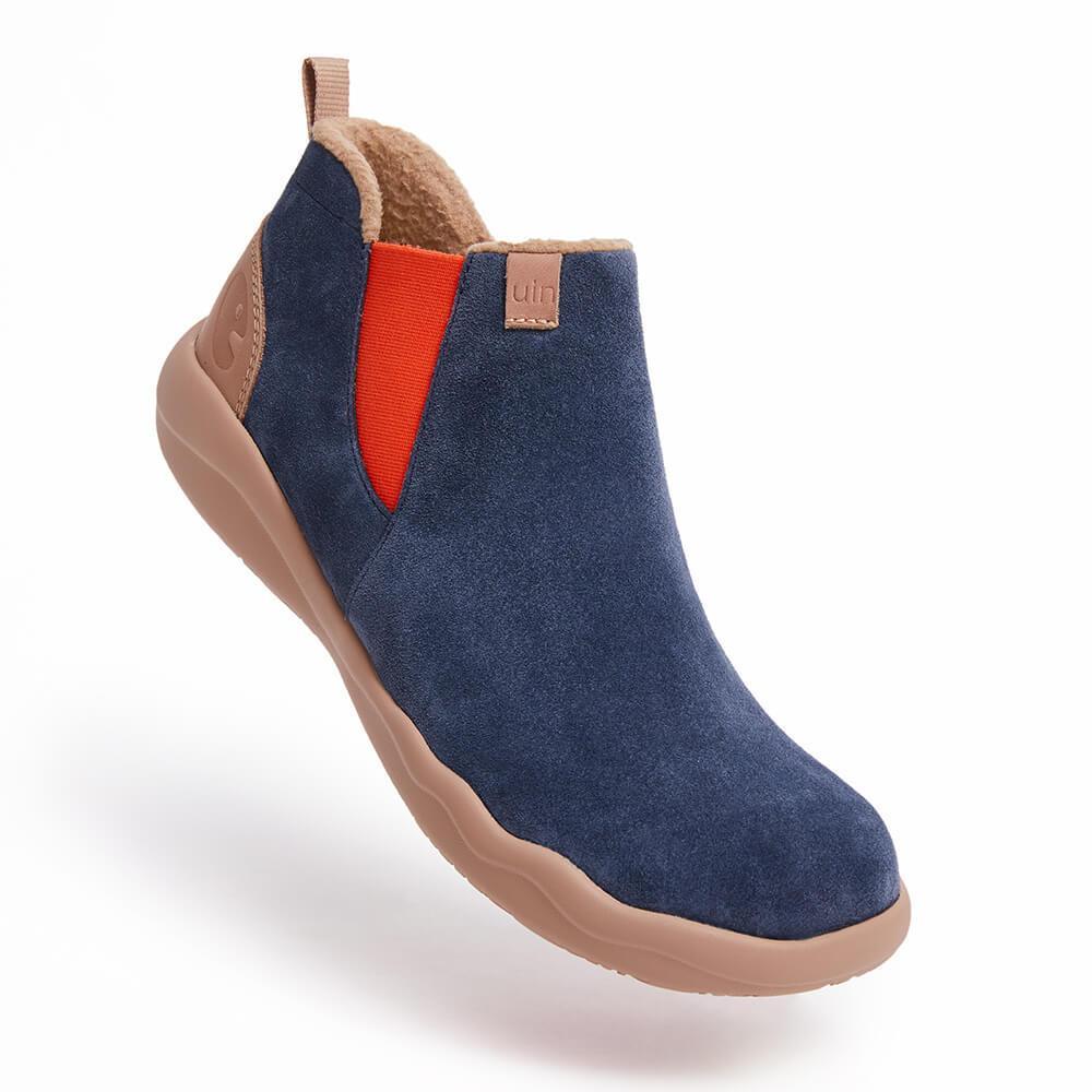 UIN Footwear Kid (Pre-sale) Granada Deep Blue Cow Suede Boots Kid Canvas loafers