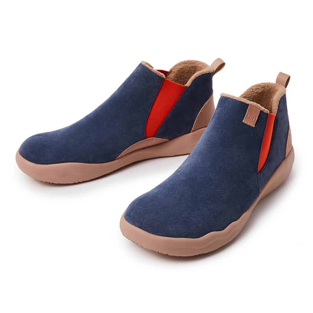 UIN Footwear Kid (Pre-sale) Granada Deep Blue Cow Suede Boots Kid Canvas loafers