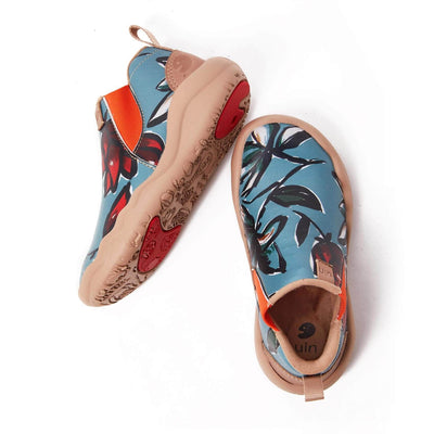 UIN Footwear Kid Rose in Blue Kid Canvas loafers