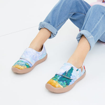 UIN Footwear Kid Van Gogh Wheatfield with Cypresses Kid Canvas loafers