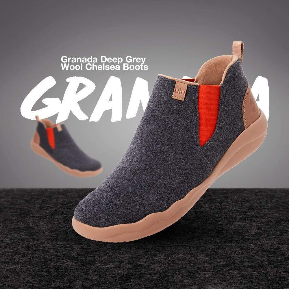 UIN Footwear Men Granada Deep Grey Wool Boots Men Canvas loafers