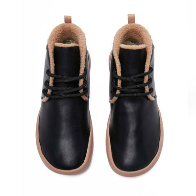 UIN Footwear Men (Pre-sale) Bilbao Black Split Leather Lace-up Boots Men Canvas loafers