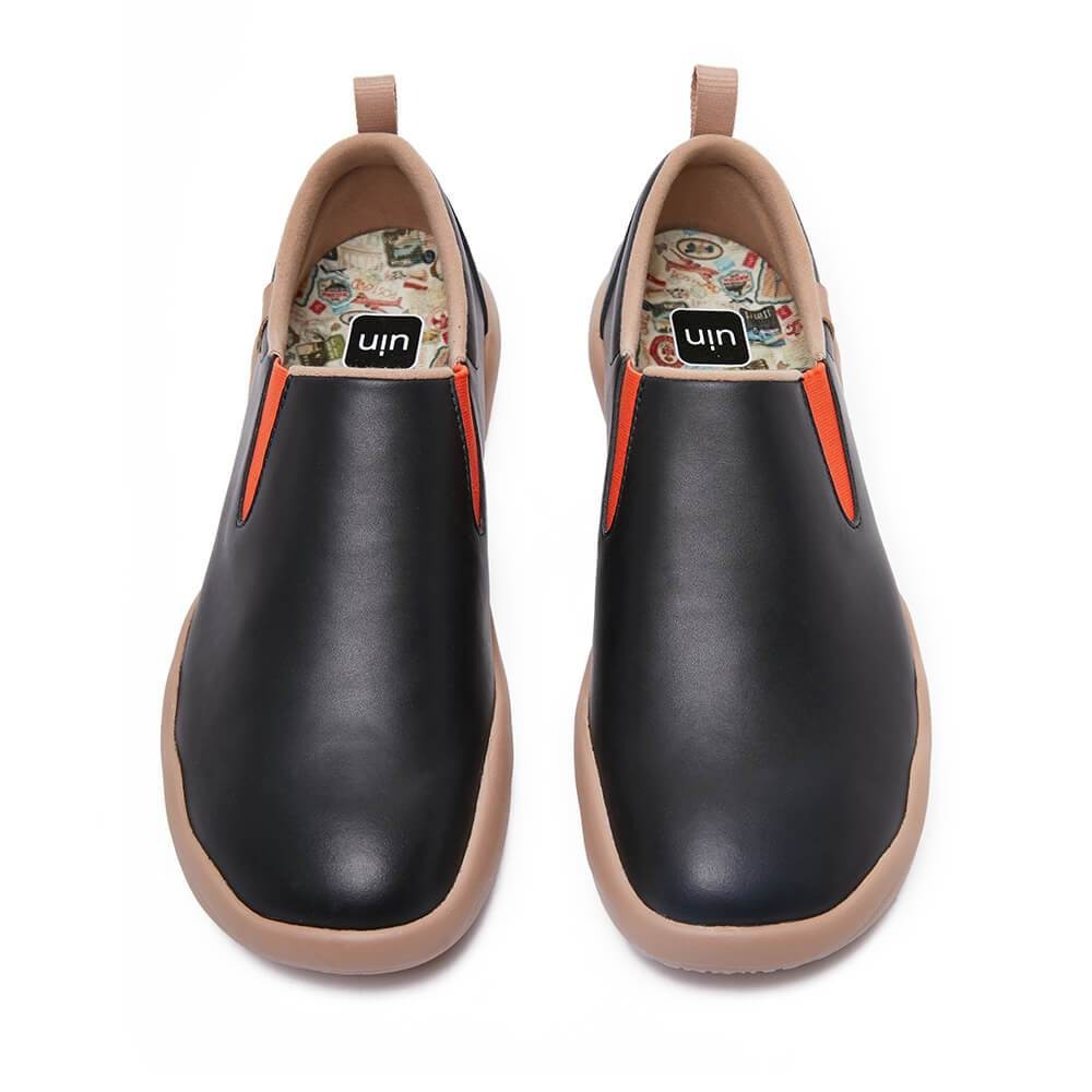 UIN Footwear Men (Pre-sale) Cuenca Black Split Leather Men Canvas loafers