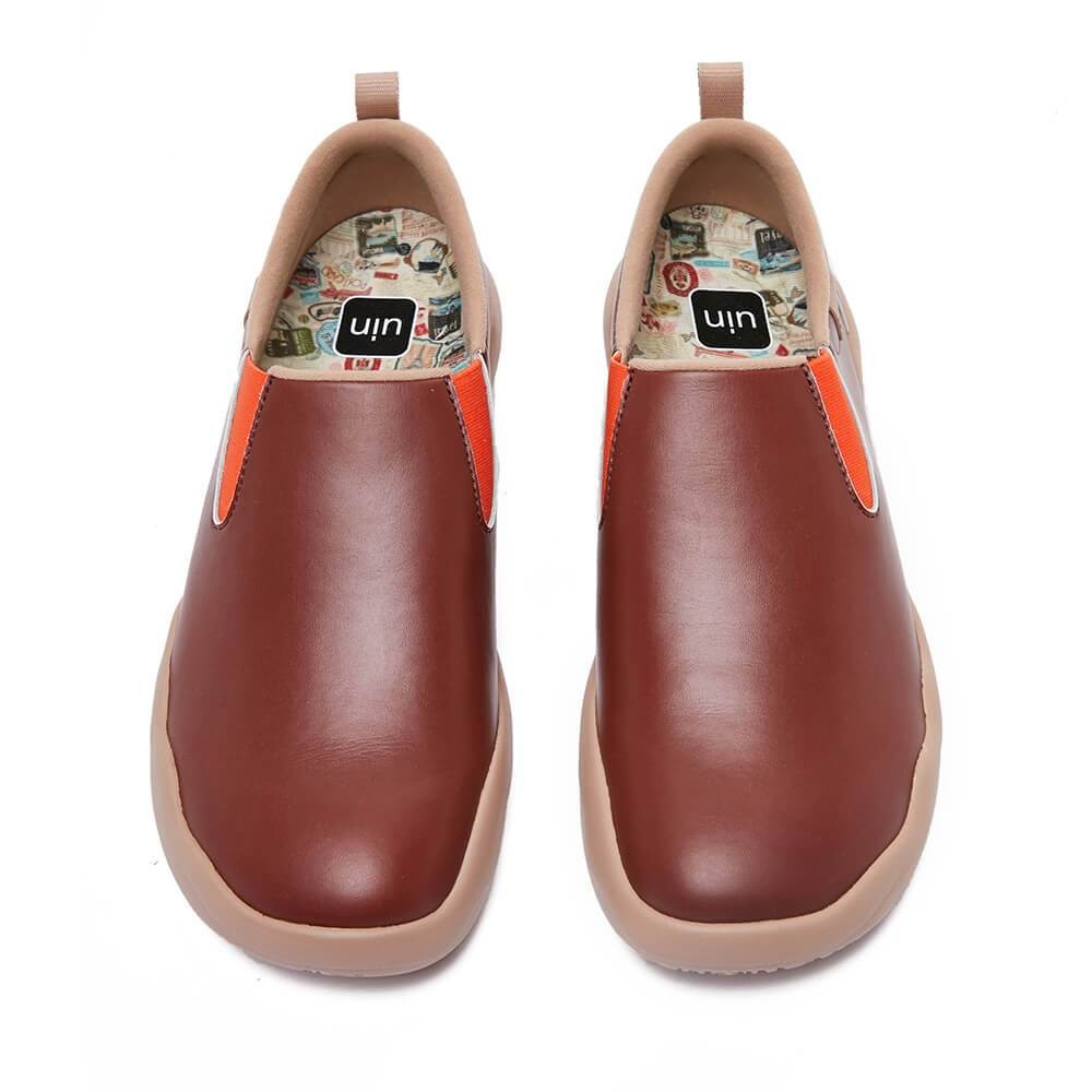 UIN Footwear Men (Pre-sale) Cuenca Burgundy Split Leather Men Canvas loafers