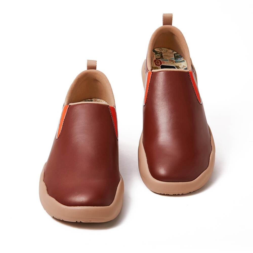 UIN Footwear Men (Pre-sale) Cuenca Burgundy Split Leather Men Canvas loafers