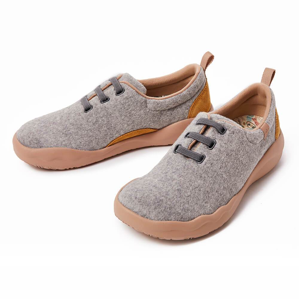 UIN Footwear Men (Pre-sale) Segovia Light Grey Wool Lace-up Shoes Men Canvas loafers