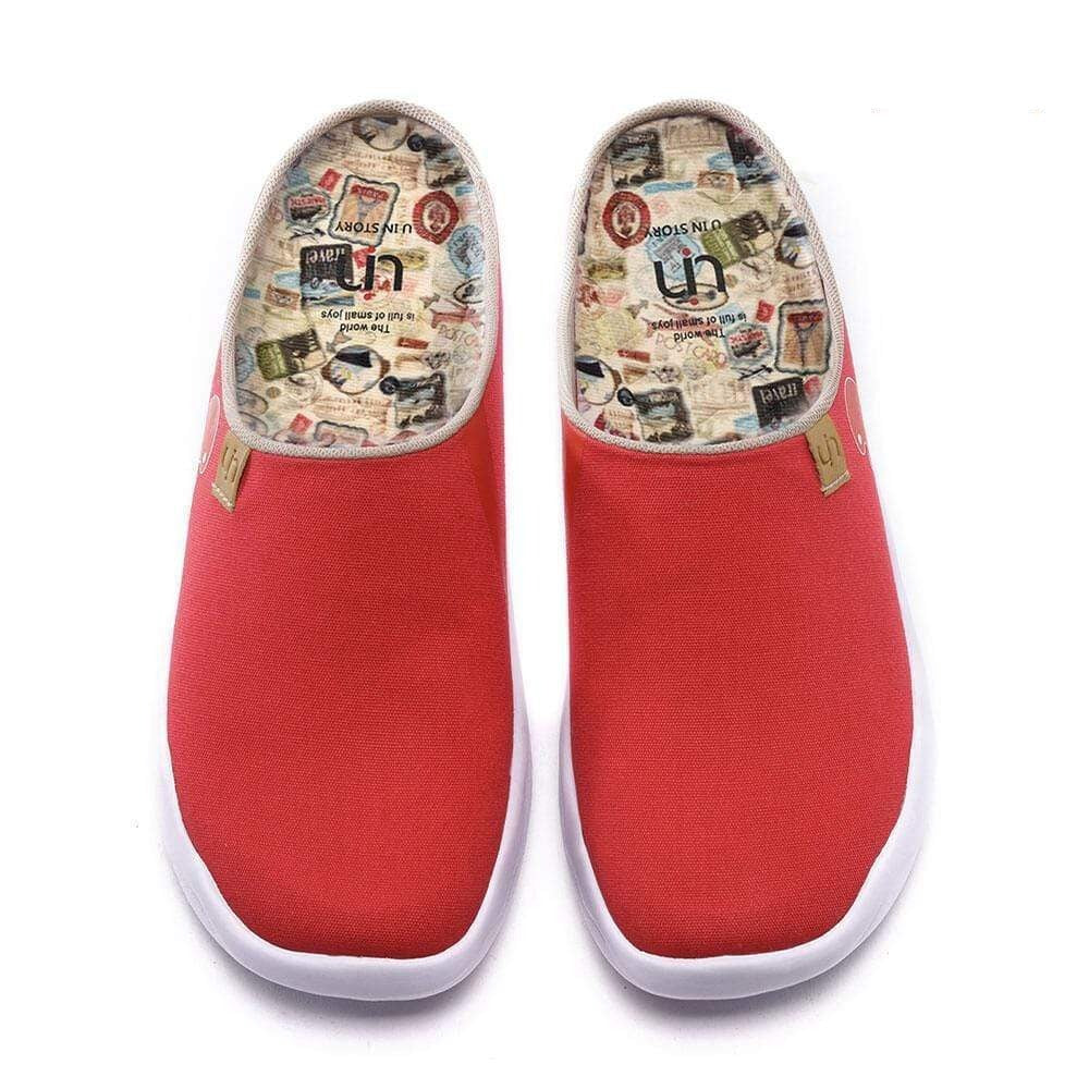 UIN Footwear Women Marbella Red Slipper Canvas loafers