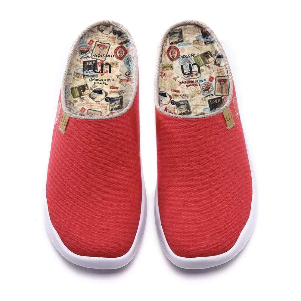 UIN Footwear Women Marbella Red Slipper Canvas loafers