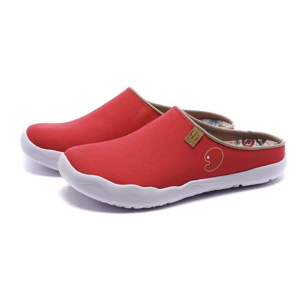 UIN Footwear Women Marbella Red Slipper Canvas loafers
