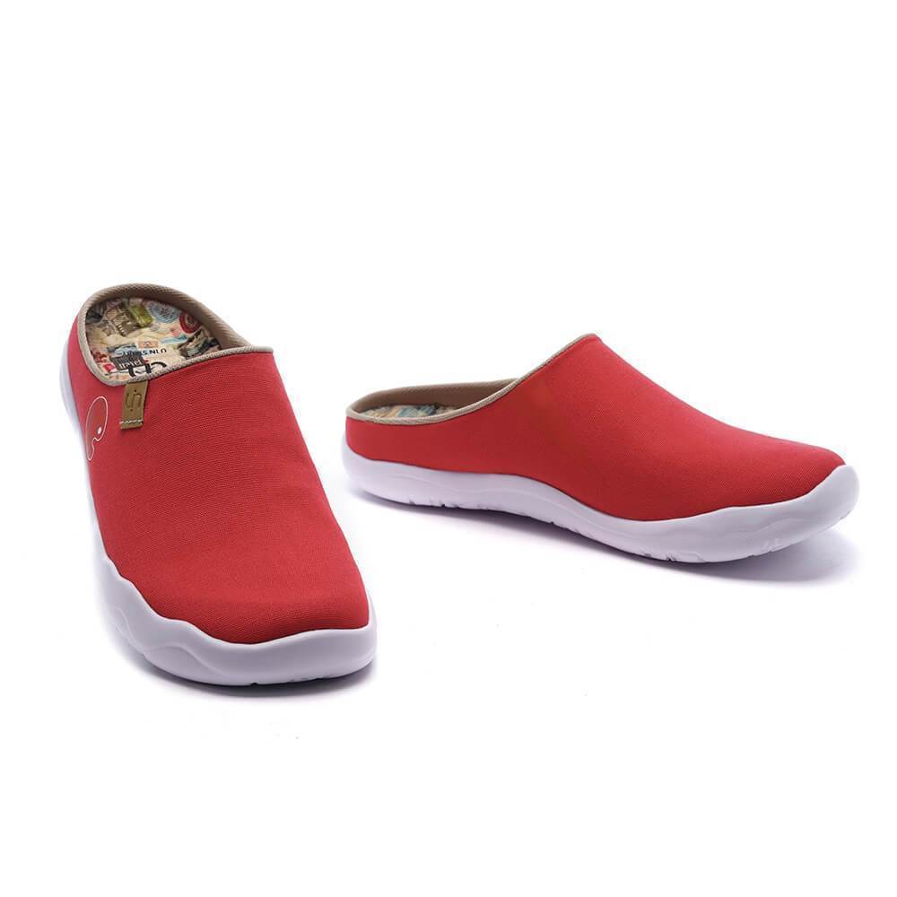 UIN Footwear Women Marbella Red Slipper Canvas loafers