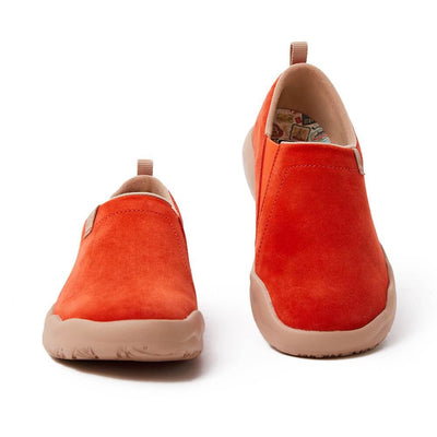 UIN Footwear Women (Pre-sale) Toledo II Orange Red Cow Suede Canvas loafers